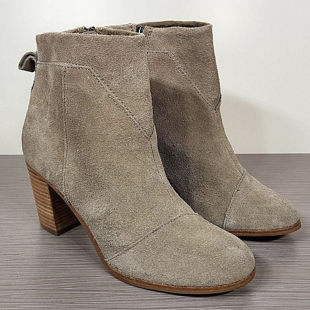 Toms Lunata Suede Bootie, Taupe Suede, Womens Size 8 & 9